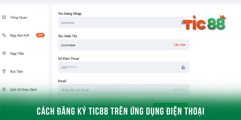 Quy trình nhấn chọn đăng ký Tic88 nhanh chóng trên ứng dụng di động