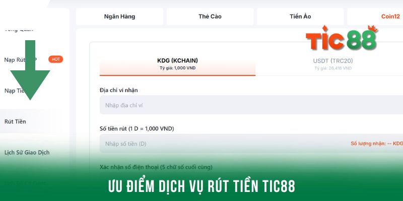 Ưu điểm trong dịch vụ rút tiền Tic88 thu hút khách hàng