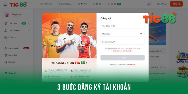3 bước đăng ký tài khoản xổ số ba miền Tic88