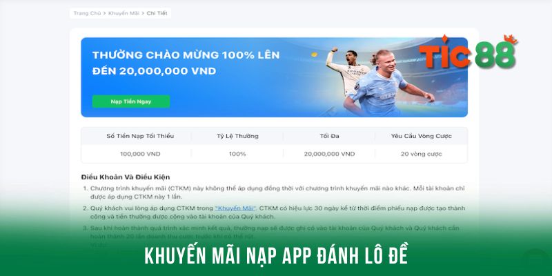 Khuyến mãi nạp khủng trên app đánh lô đề