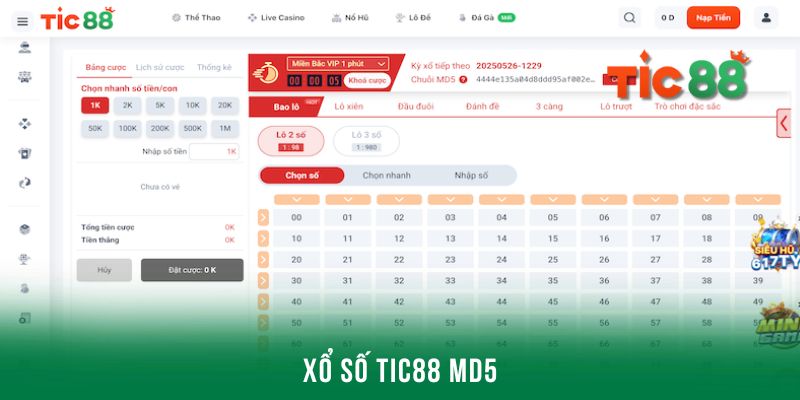 Xổ số Tic88 MD5 - Phiên bản xổ số chuyên nghiệp